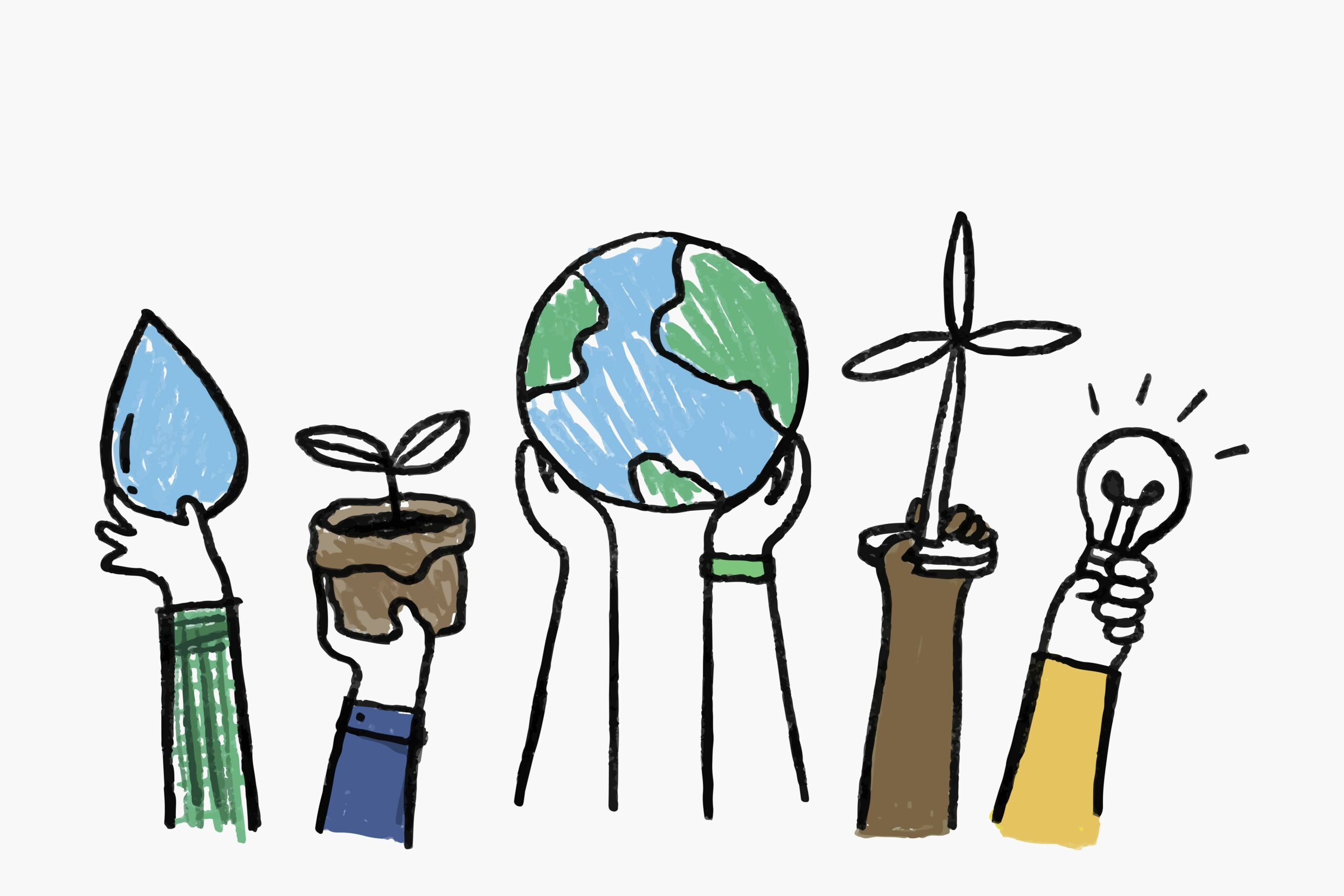 Environment doodle vector, renewable energy concept